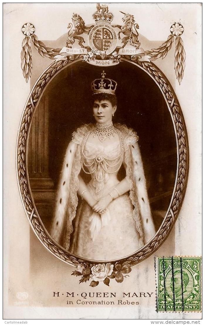 [DC3314] CPA - H. M. QUEEN MARY IN CORONATION ROBES - Viaggiata 1912 - Old Postcard - Case Reali