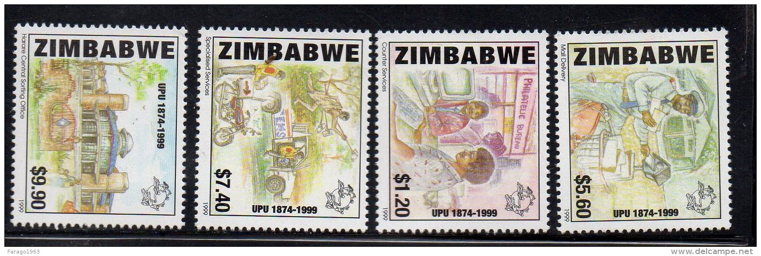 1999 Zimbabwe UPU Motorcycle Truck  Complete Set Of  4  MNH - Zimbabwe (1980-...)