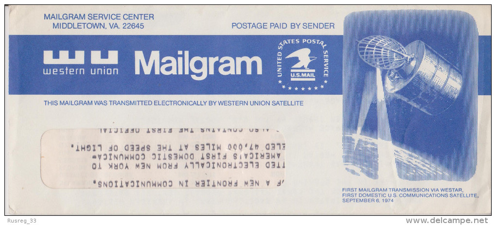 K 1 United States Etats-Unis USA Stationery Entier Postal Ganzsache Pse Mailgram Space Kosmos - 1961-80