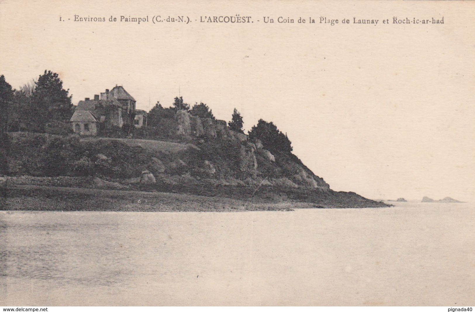 G , Cp , 22 , PAIMPOL , Environs , L'ARCOUËST , Un Coin De La Plage De Launay Et Roch-ic-ar-had - Paimpol