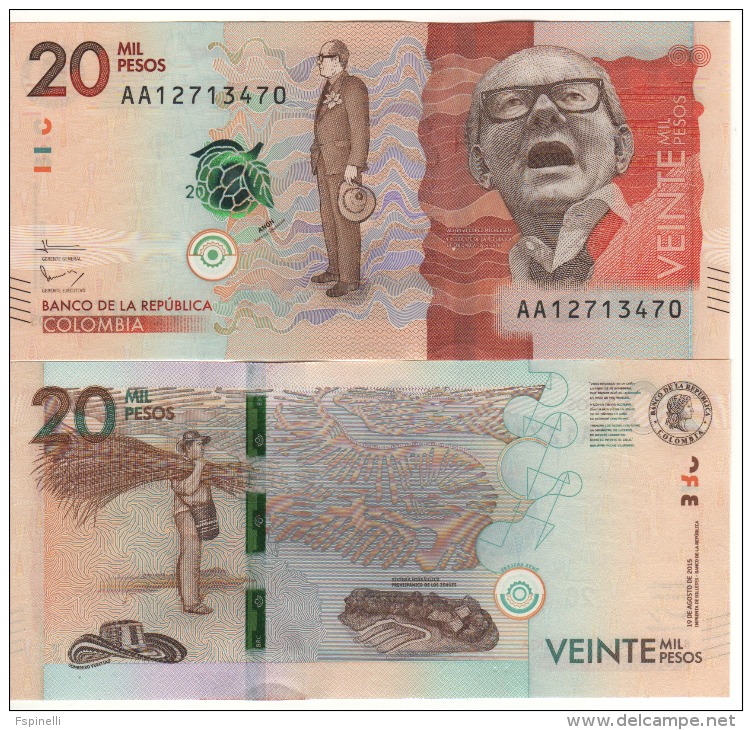 COLOMBIA  New  JUST ISSUED  20,000 Pesos.  Attrattive.  2016.  UNC - Colombia