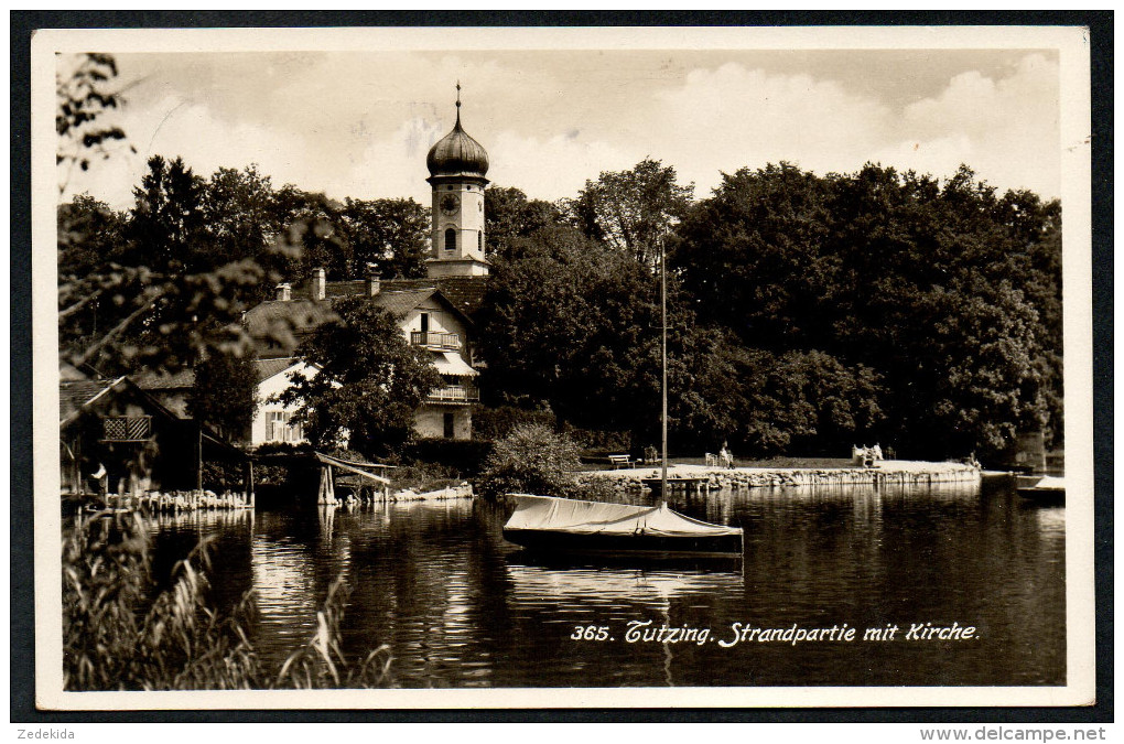 6761 - Alte Foto Ansichtskarte - Tutzing - Strandpartie Mit Kirche - Gel 1936 - Ottmar Zieher - Tutzing