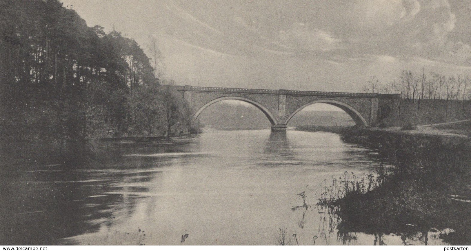 ALTE POSTKARTE GRUSS AUS RHEINE I. W. EISENBAHNBRÜCKE ÜBER DIE EMS IN DER NÄHE DES BENTLAGER SCHLOSSES Schloss Postcard - Rheine