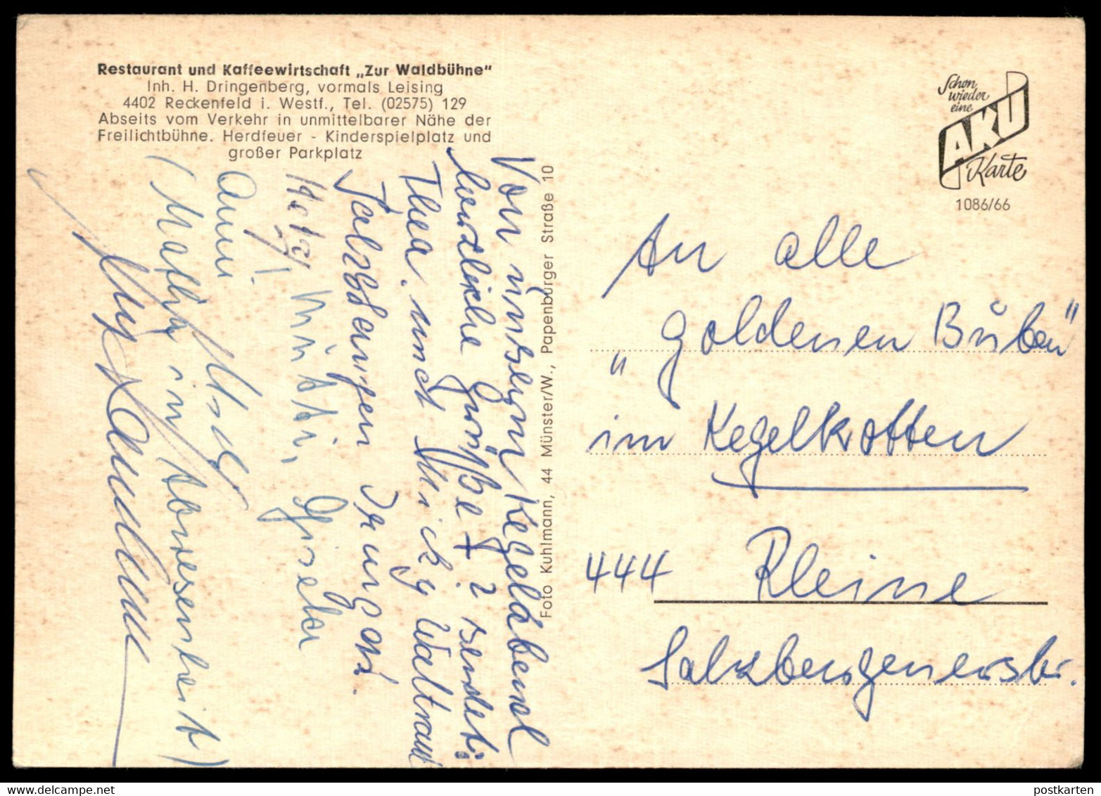 ÄLTERE POSTKARTE GREVEN RECKENFELD RESTAURANT UND KAFFEEWIRTSCHAFT ZUR WALDBÜHNE Ansichtskarte Cpa AK Postcard - Greven