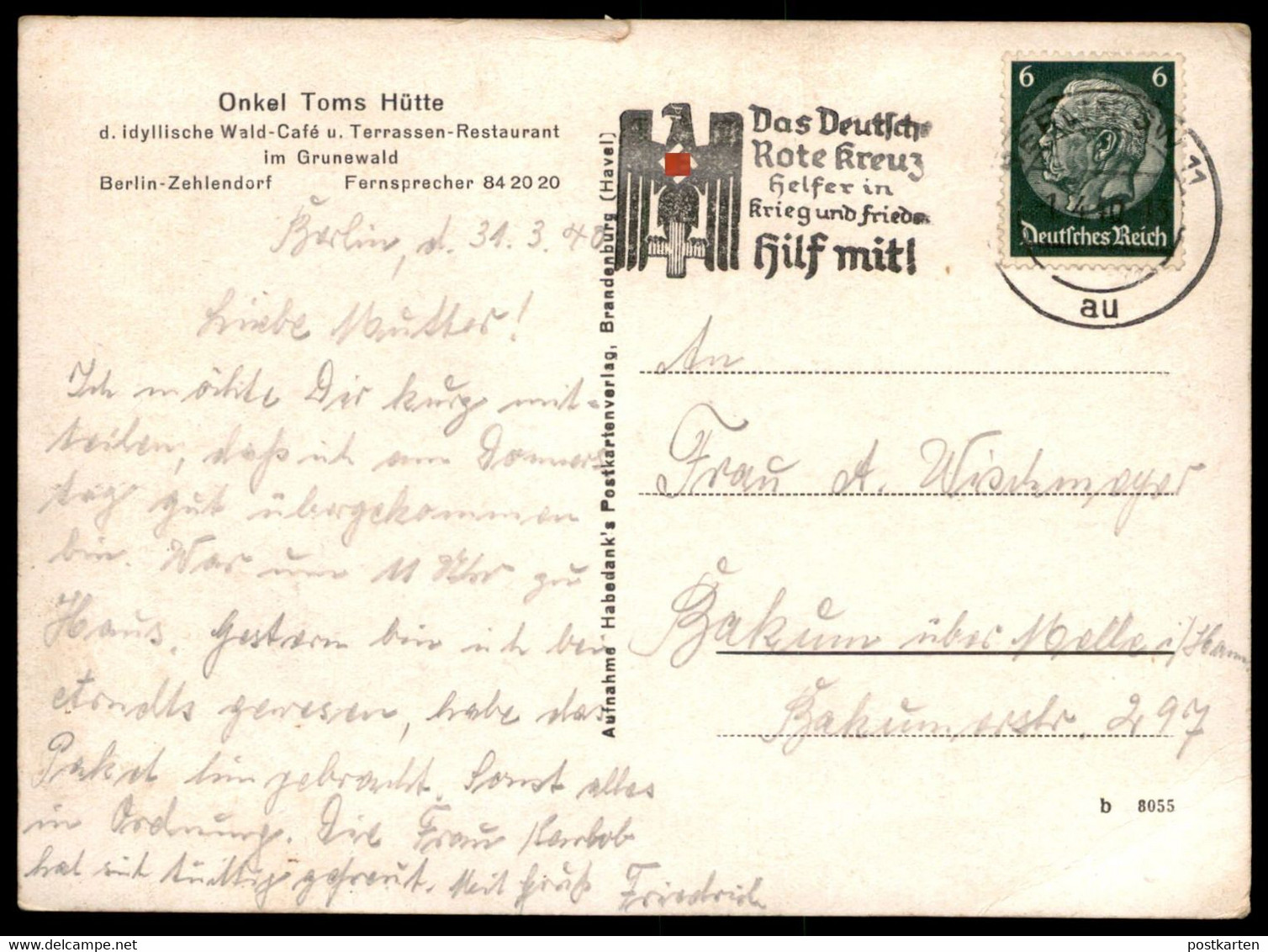 ALTE POSTKARTE BERLIN ZEHLENDORF ONKEL TOMS HÜTTE TANZDIELE UND PAVILLON COCKTAIL SEKT Cpa Postcard AK Ansichtskarte - Zehlendorf