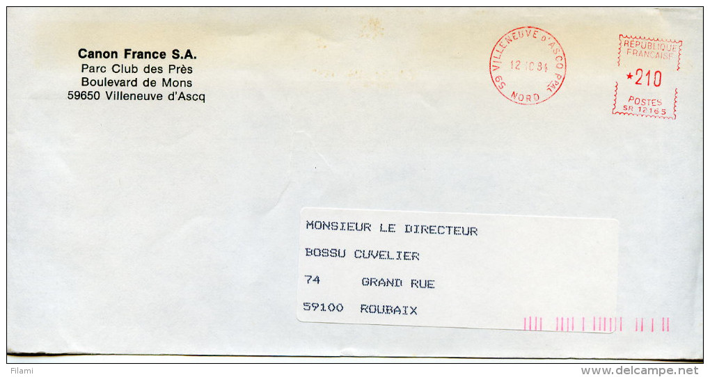 EMA Sciences,informatique CANON,Canon France SA,lot 3 Enveloppes,lettre Le Blanc Mesnil+Villeneuve D´Ascq 1984-85 - Informatik