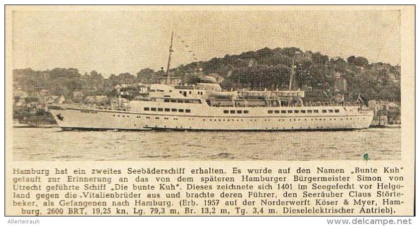 Hamburg Hat Ein Zweites Seebäderschiff Erhalten   -  Druck , 1958 - Otros & Sin Clasificación