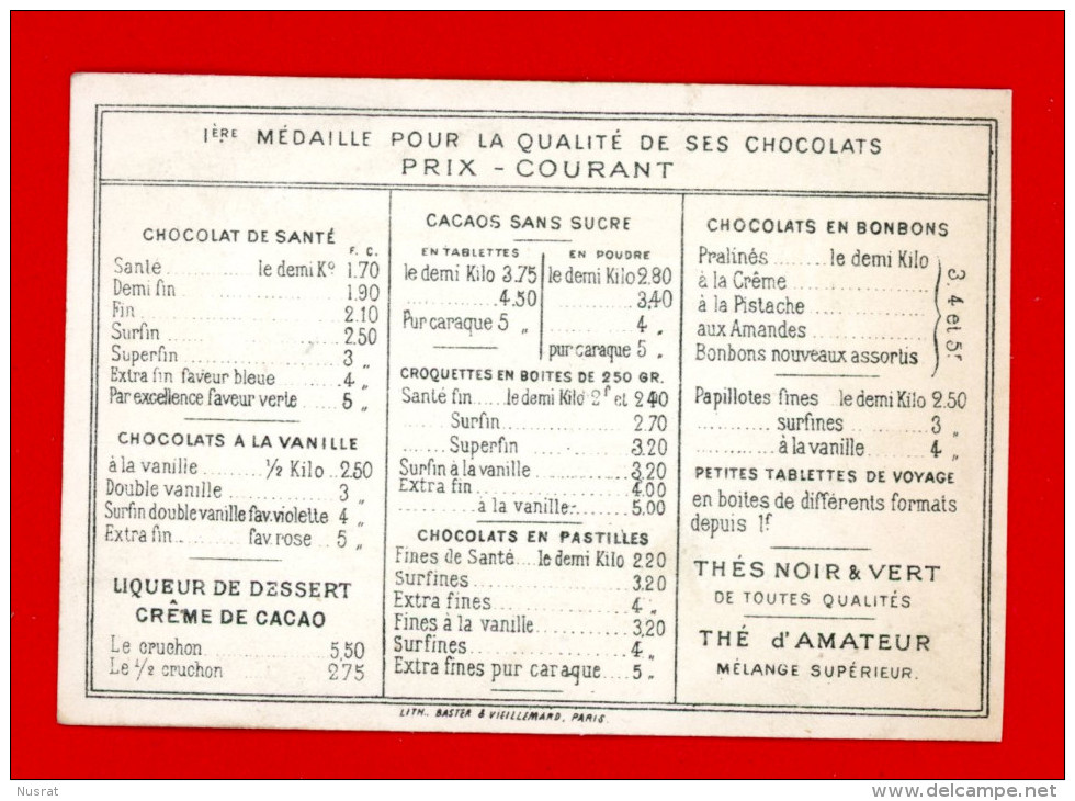 Chocolat Ibled, Chromo Lith. Baster & Vieillemard, Couple, Bouquet De Fleurs - Ibled