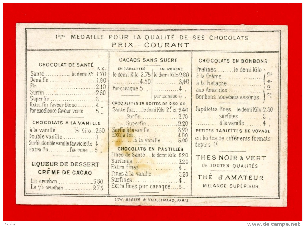 Chocolat Ibled, Chromo Fond Noir Lith. Baster & Vieillemard, Couple, Cheval, épees - Ibled