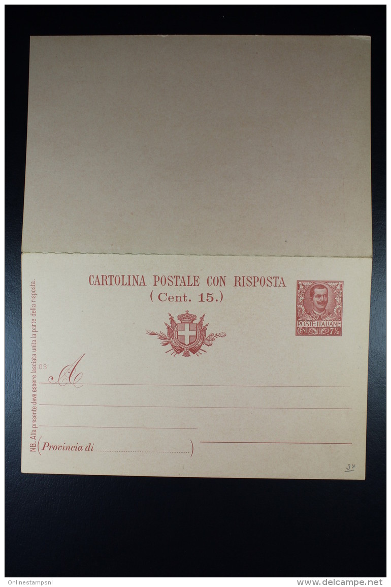 Italie Cartolina Postale Risposta Mi Nr P 35 Unused  1903 - Interi Postali