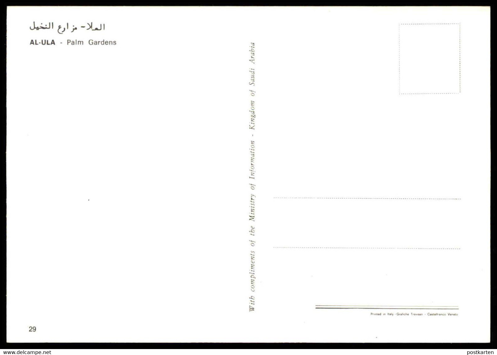 ÄLTERE POSTKARTE AL-ULA PALM GARDENS SAUDI ARABIA Saudi-Arabien Ansichtskarte AK Cpa Postcard - Arabia Saudita