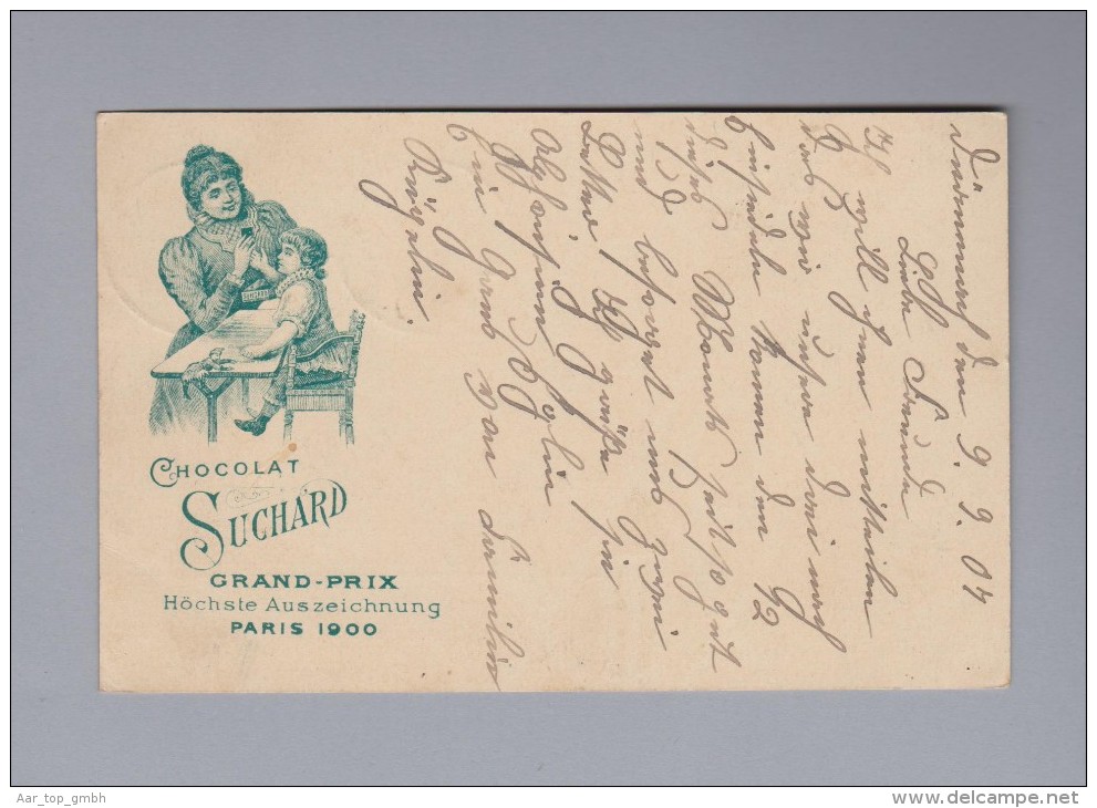 MOTIV SCHOKOLADE 1907-09-10 DÜRMENACH KOS-Stempel Germania GS Suchard Postkarte Nach Einsiedeln - Lettres & Documents