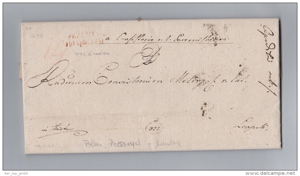 Heimat Polen PRZEMYSL 1831-02-19 Stempel Rot Vorphila Brief Nach Lemberg - ...-1853 Préphilatélie