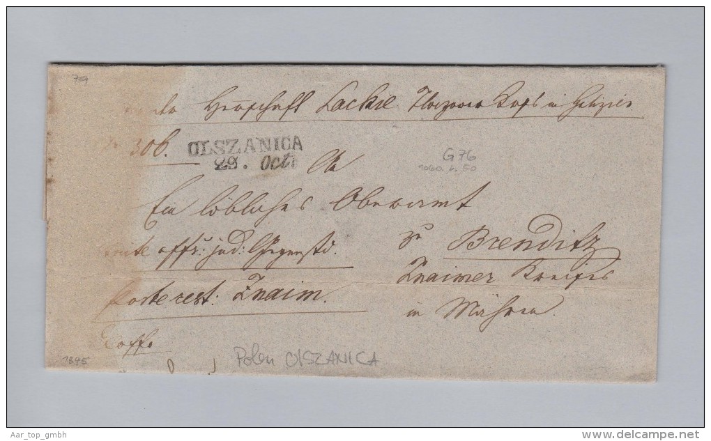 Heimat Polen OLSZANICA 1845-10-29 Vorphila Brief Ohne Inhalt - ...-1853 Préphilatélie