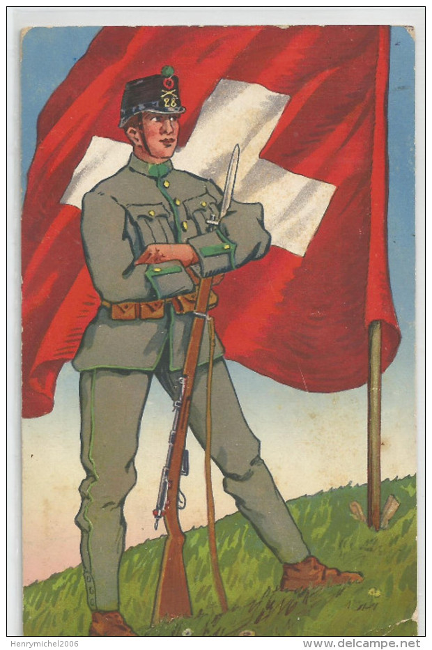 Suisse - Armée Nouvelle Ordonnance Infanterie Soldat Dolman De Campagne Felduniform Uniforme Drapeau , 7825 - Uniformes