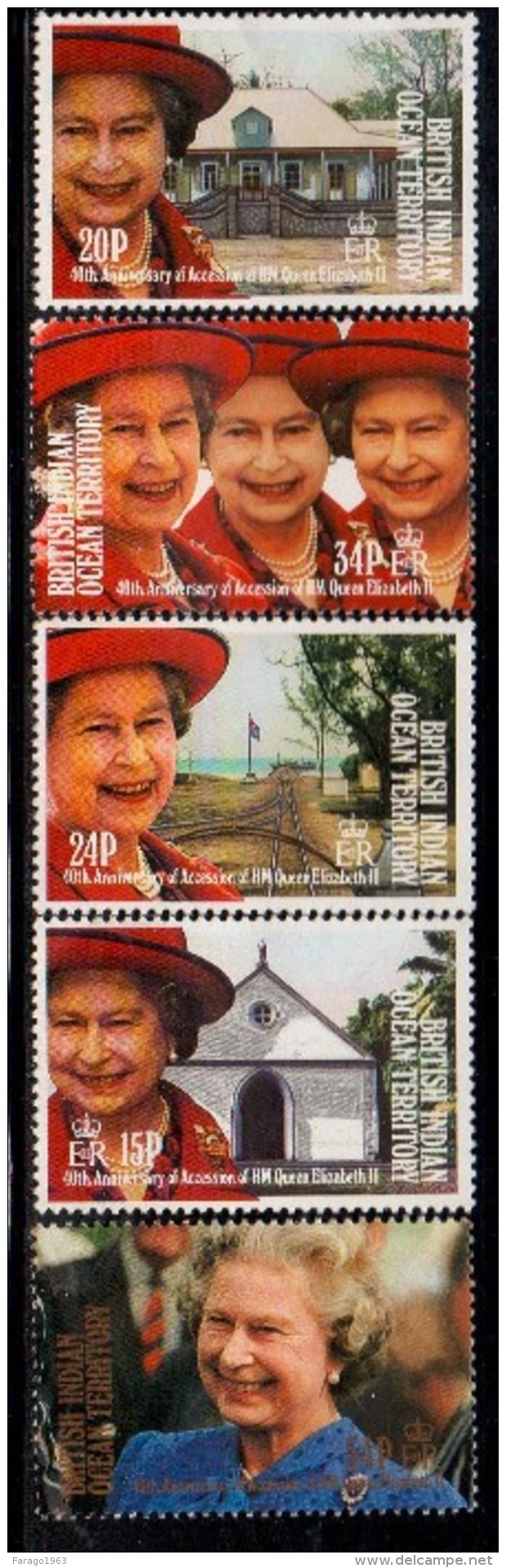 1992 British Indian Ocean Territory Anniversary  QEII Anniversary Complete Set Of 5  MNH - Territoire Britannique De L'Océan Indien