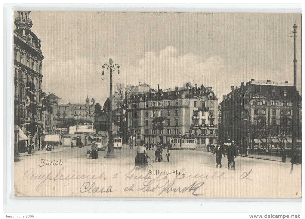 Suisse - Zurich Bellevue -platz Tramway 1904 - Zürich