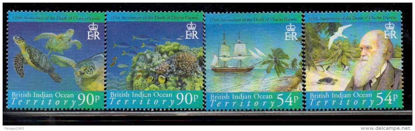 2007 British Indian Ocean Territory Darwin Turtle  Complete Set Of 4  MNH - Britisches Territorium Im Indischen Ozean