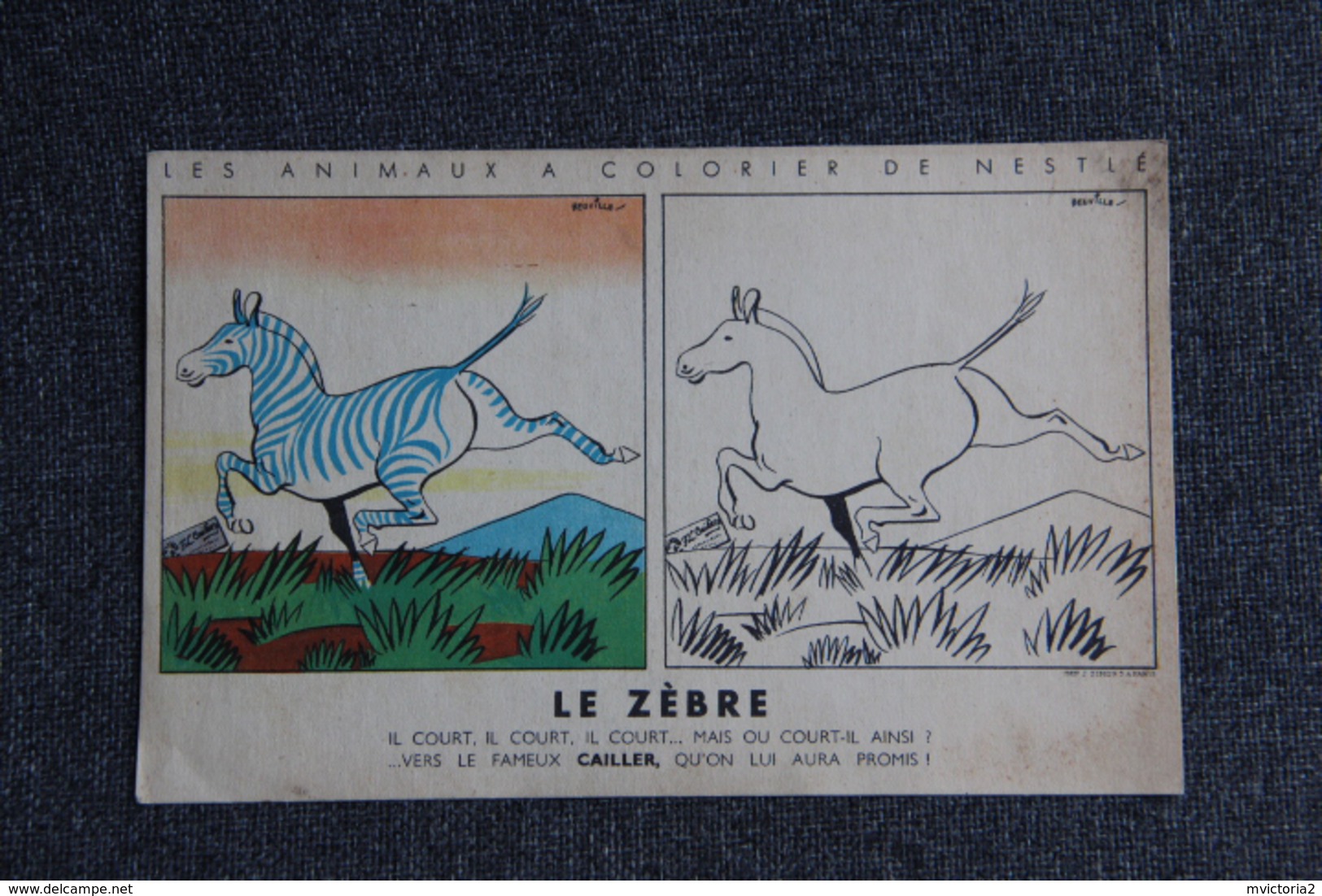 Publicité NESTLE - Les Animaux à Colorier : " LE ZEBRE ". - Advertising