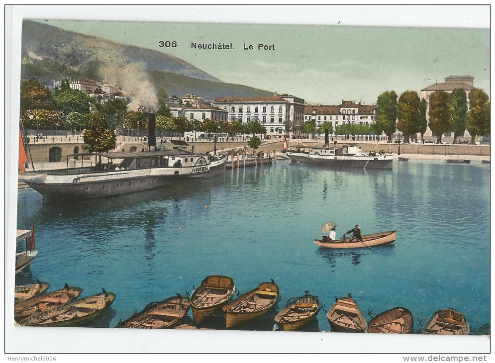 Suisse - Ne Neuchatel Le Port Bateau Débarcadère 1912 - Neuchâtel