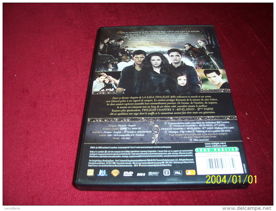 LOT DE 5 DVD °°°°°°  LA SERIE TWILIGHT  DE 1 A 5