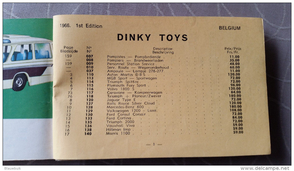 Dinky Toys catalogus 1966 1ste editie belgie