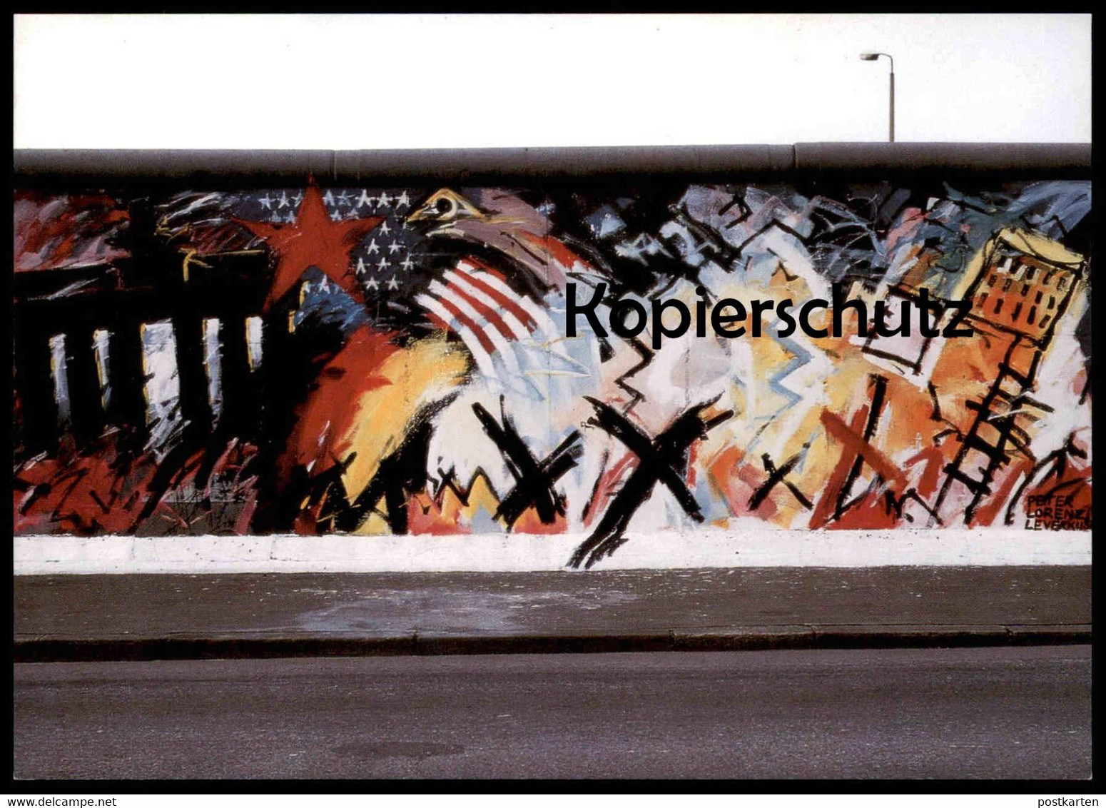 ÄLTERE POSTKARTE BERLINER MAUER THE WALL LE MUR BERLIN PETER LORENZ LEVERKUSEN ART GRAFFITI AMERICA Cpa Postcard - Muro Di Berlino