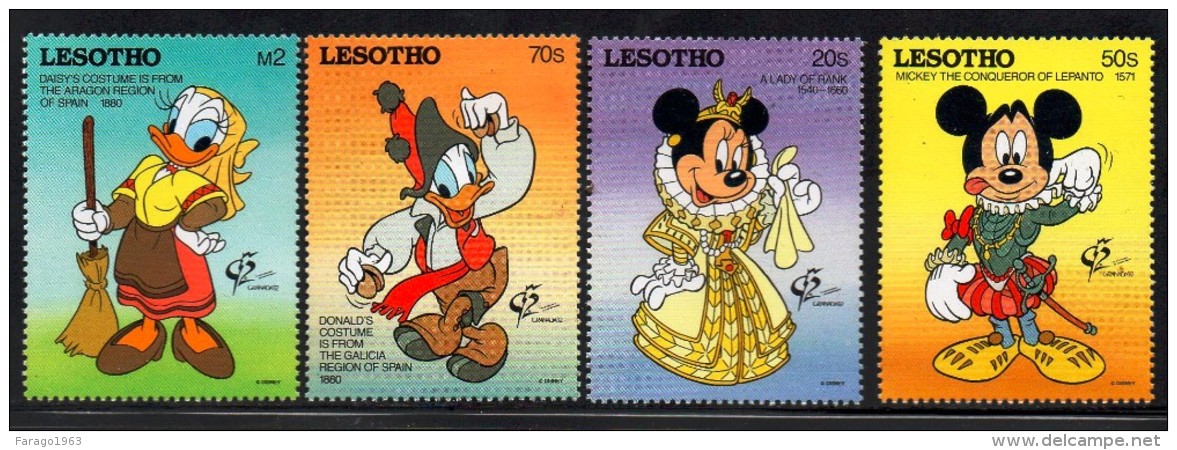 1992 Lesotho  Disney Granada Spain   Complete Set  Of  4 MNH - Lesotho (1966-...)