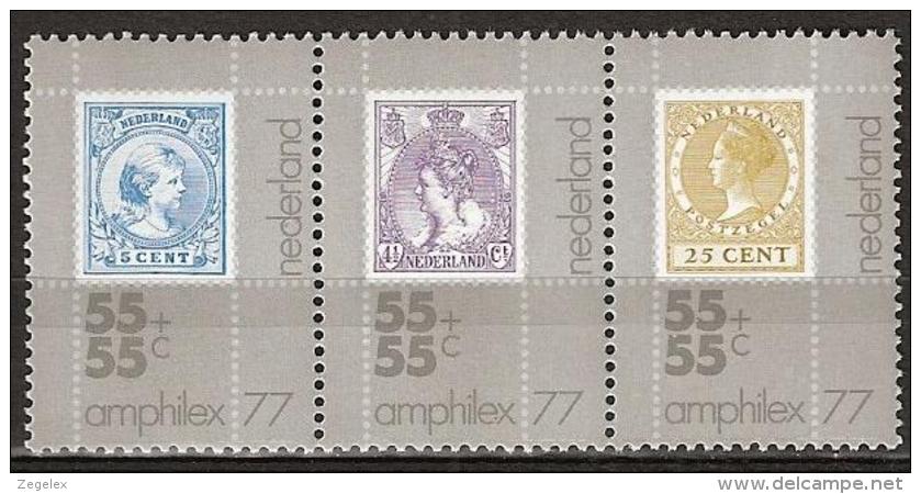 1976 Amphilex Strook En Paar NVPH 1098/1100a+1101/1102a Postfris/MNH/** - Neufs