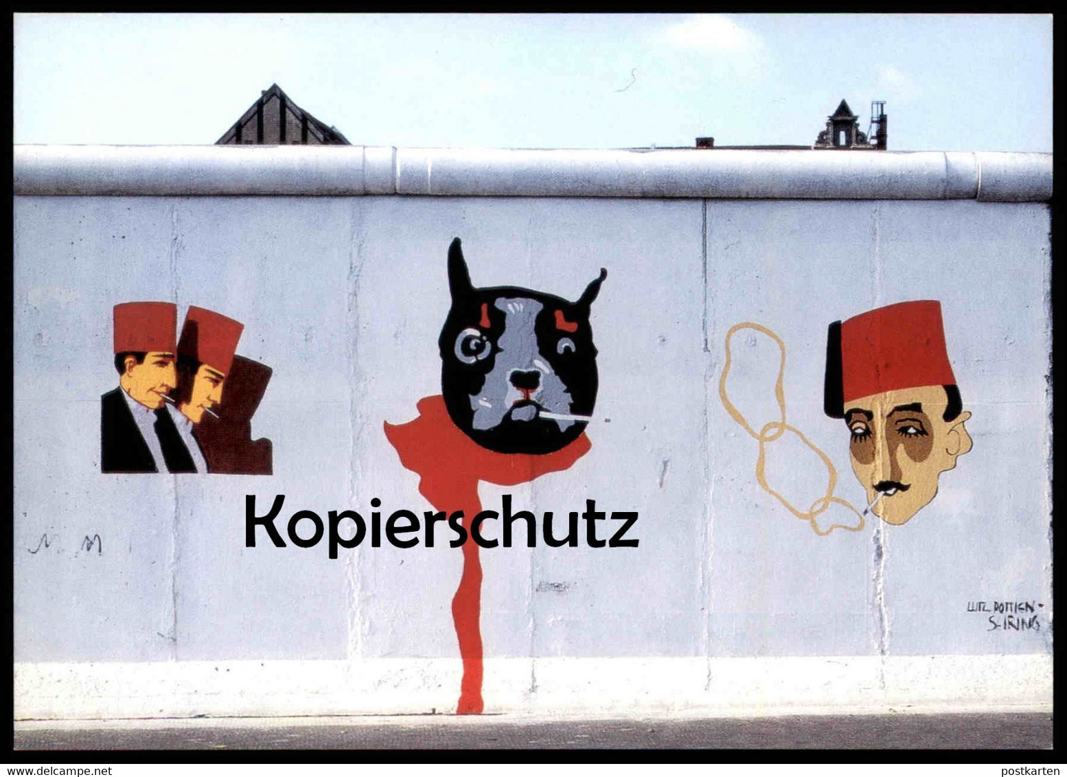 ÄLTERE POSTKARTE BERLIN LUTZ POTTIEN-SEIRING BERLINER MAUER THE WALL LE MUR ART HUND Postcard Cpa AK Ansichtskarte - Muro Di Berlino