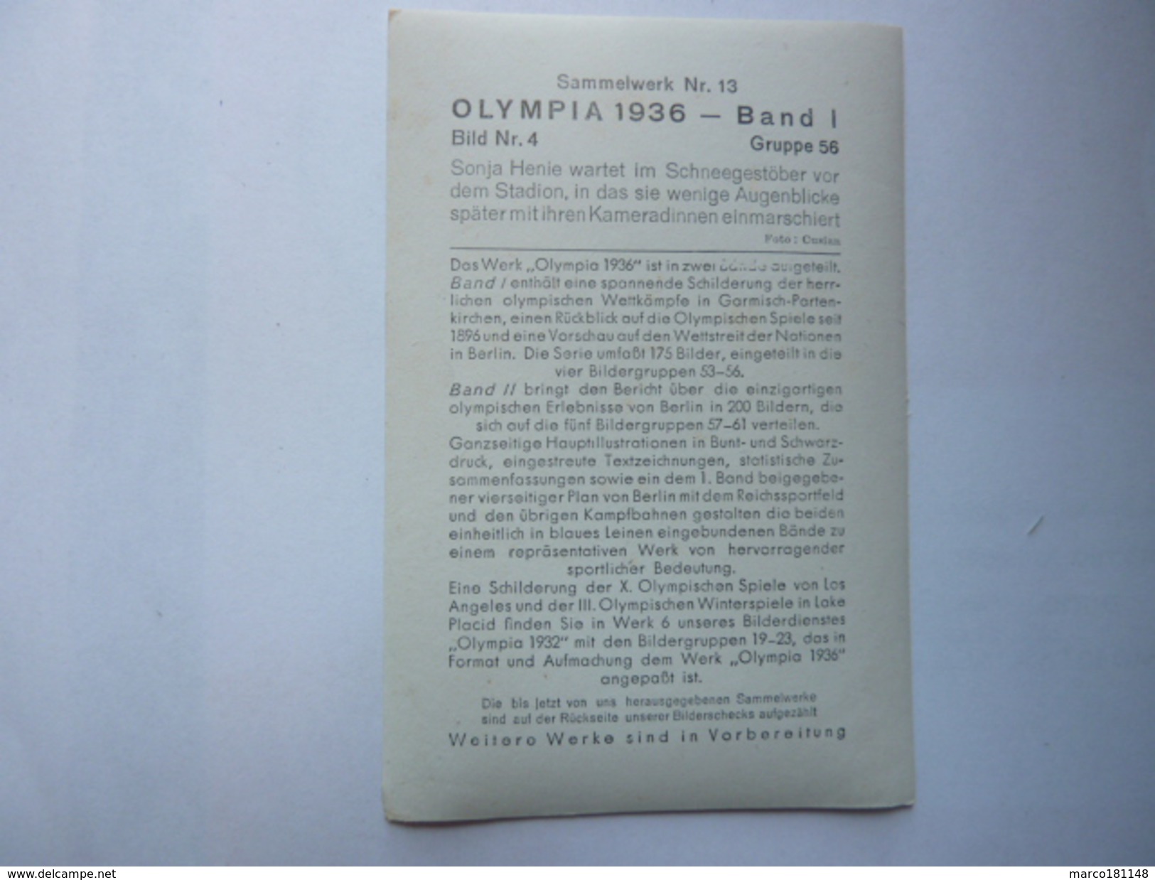 OLYMPIA 1936 - Band 1 - Bild Nr 4 Gruppe 56 - Sonja Henie - Sport