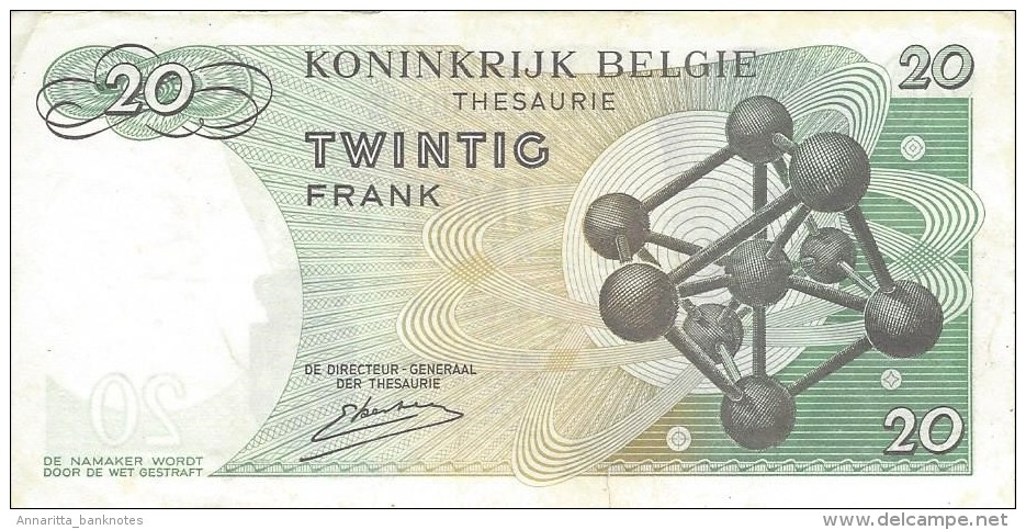 BELGIUM 20 FRANCS 1964 P-138 XF SER: 3W0795191 [ BE138 ] - 20 Francs