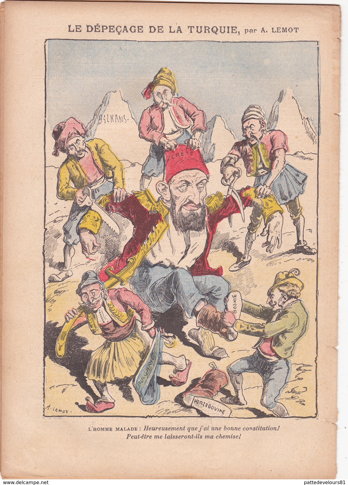 Le Pèlerin TURQUIE Turkey Turc Guerre Balkans Abdul AMID Caricature BULGARIE Prince FERDINAND Et BORIS - Autres & Non Classés