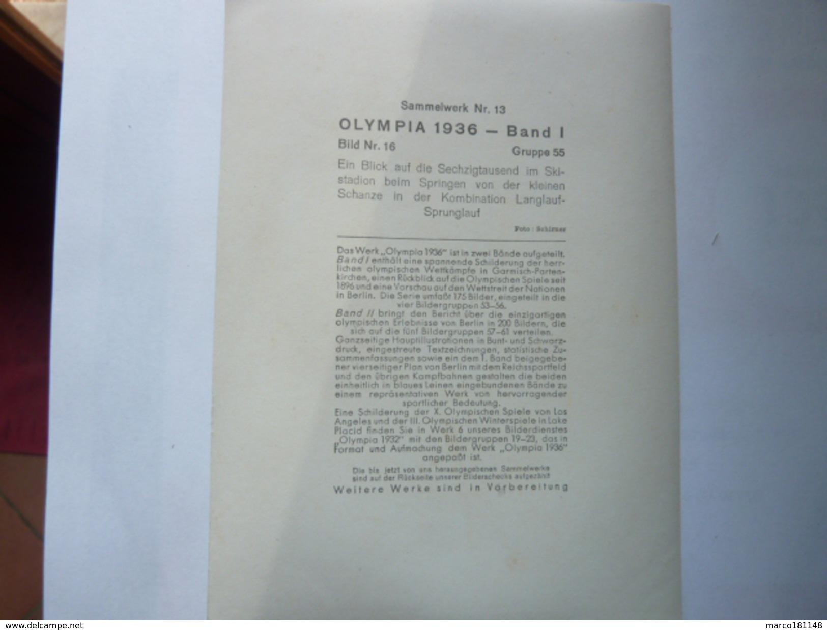 OLYMPIA 1936 - Band 1 - Bild Nr 16 Gruppe 55 - Saut - Sport