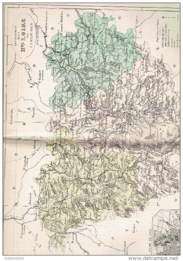 CARTE GEOGRAPHIQUE 1880 FRANCE DEPARTEMENT DE LA HAUTE LOIRE ET CHER PLAN DU PUY PAR MALTE BRUN - Geographical Maps