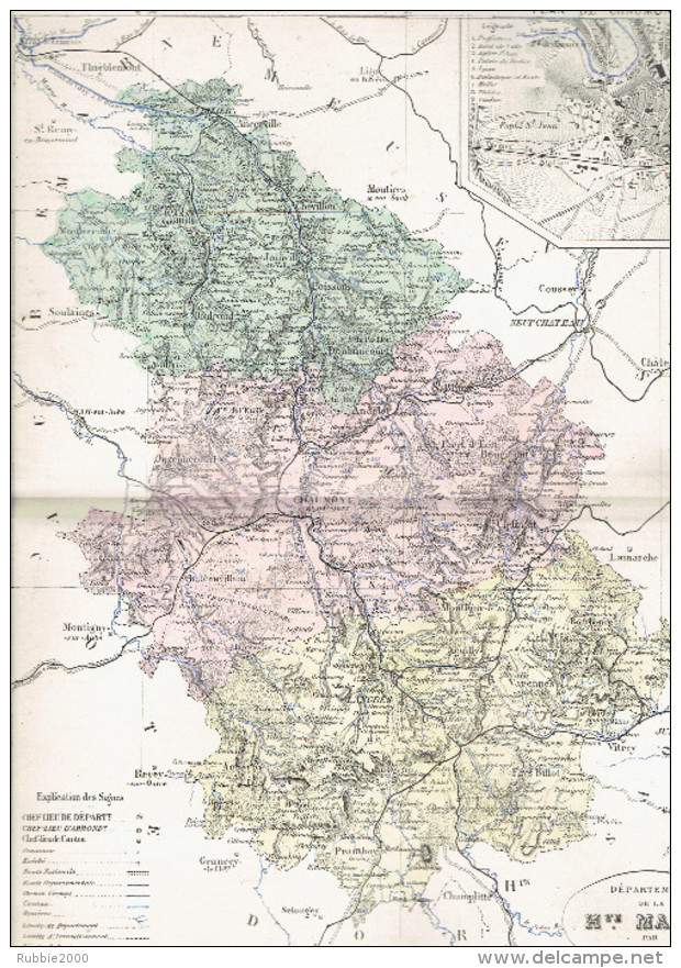 CARTE GEOGRAPHIQUE 1880 FRANCE DEPARTEMENT DE LA HAUTE MARNE PLAN DE CHAUMONT PAR MALTE BRUN - Cartes Géographiques