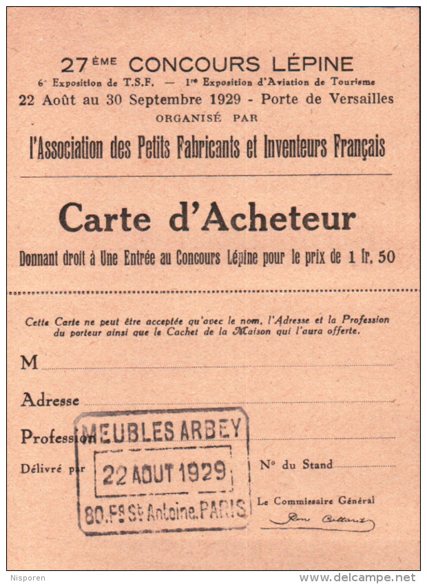 27 ème Concours Lépine - Carte D'acheteur - Meubles Arbey - Advertising