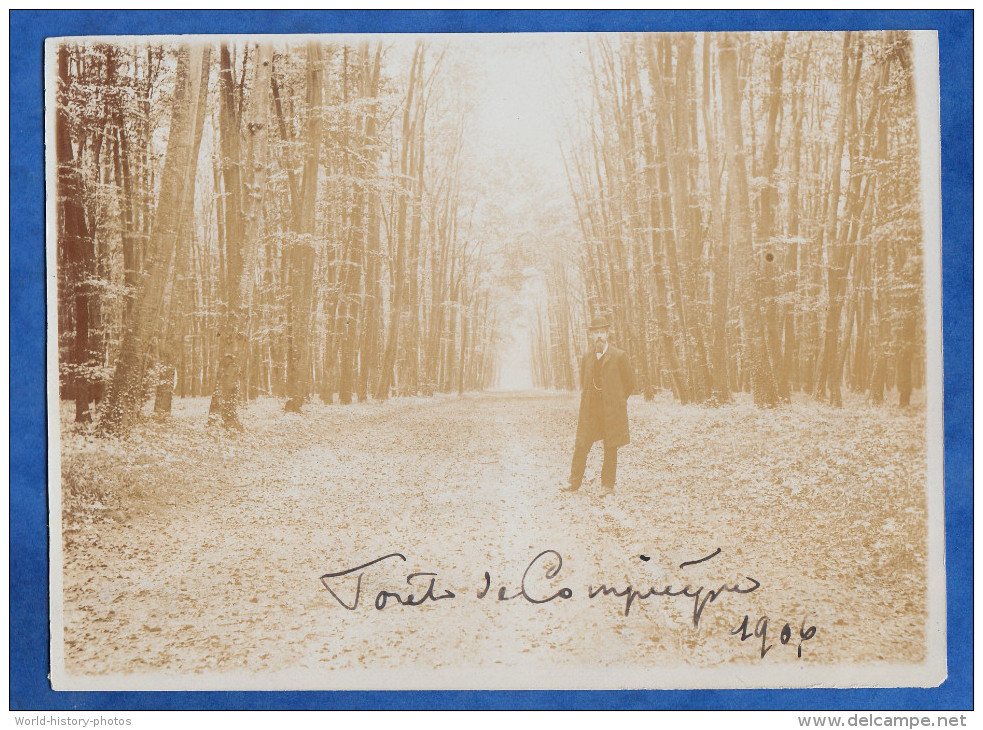 Photo Ancienne - Forêt De COMPIEGNE - Homme Posant Avec Route En Perspective - 1906 - Ancianas (antes De 1900)