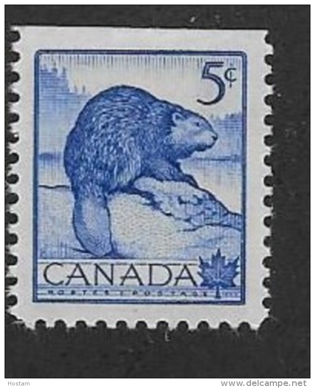 CANADA 1953, #336as From Pane,  MNH, WILDLIFE:  BEAVER        MNH - Neufs