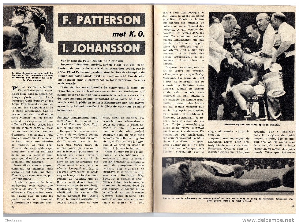 PATTERSON ) COMBAT PATTERSON -JOHANSSON - TEXTE ET PHOTOS -6 PAGES 20X15 - Autres & Non Classés