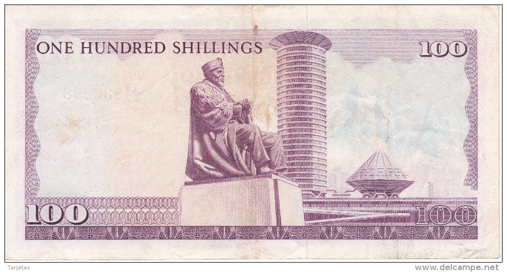 BILLETE DE KENIA DE 100 SHILINGI DEL AÑO 1977 (BANK NOTE) - Kenya