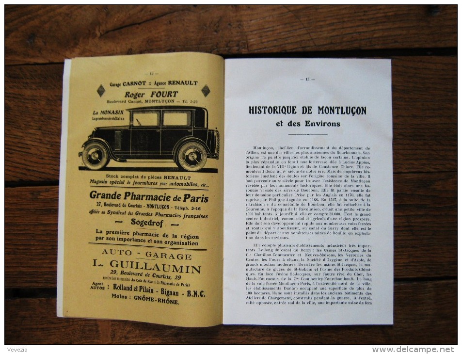 1927, LIVRET " MONTLUCON ET SA REGION ",ALLIER,ILL.  VIGNIER,NOMBREUSES PHOTOS PUBLICITES,AUSSI CREUSE,CHER,PUY DE DOME
