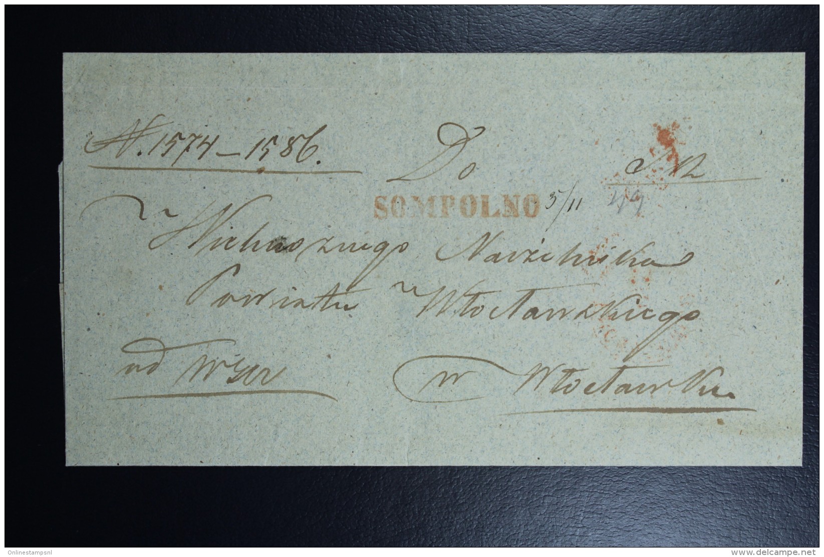 Poland: Cover 1834 Line Cancel Sompolno In Red (RR) Via Kolo To KroÅ›niewice Also A Small Village In Red RR - ...-1860 Voorfilatelie