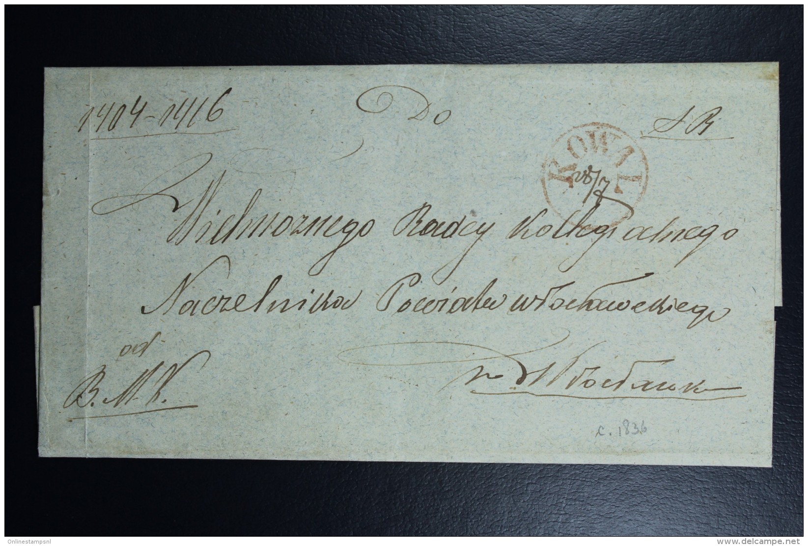 Poland: Letter 1836 Kowal (red CDS With Handwritten 25/7) To Wloclawek (backstamped Receiving Cancel) - ...-1860 Préphilatélie