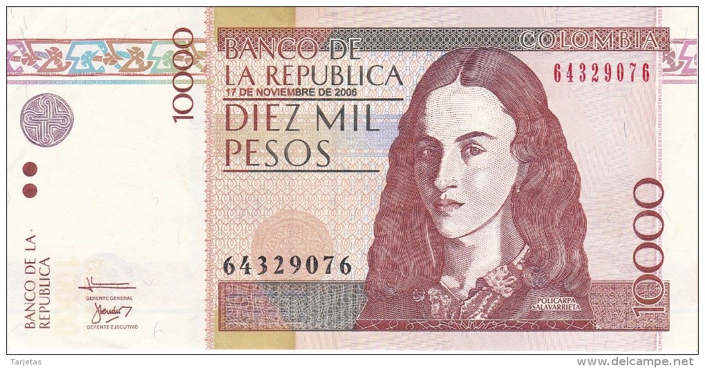 BILLETE DE COLOMBIA DE 10000 PESOS DEL AÑO 2006  (BANKNOTE) - Colombia