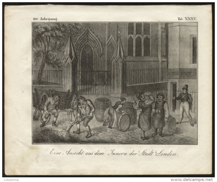 LONDON - ORIGINAL ENGRAVING ETCHING 1833 - Karlsruher Unterhaltungs-Blatt - Grossdrucke