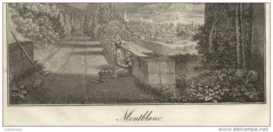 MONT BLANC - ORIGINAL ENGRAVING ETCHING 1833 - Karlsruher Unterhaltungs-Blatt - Kunstdrukken