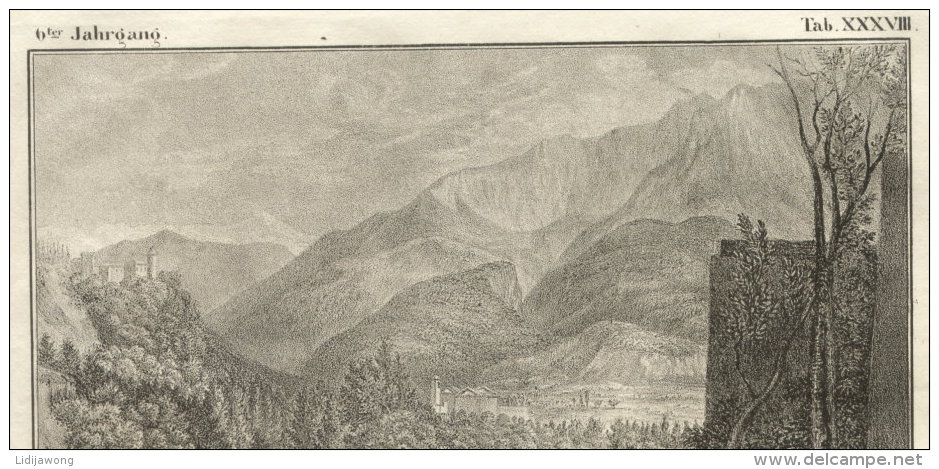 MONT BLANC - ORIGINAL ENGRAVING ETCHING 1833 - Karlsruher Unterhaltungs-Blatt - Grands Formats