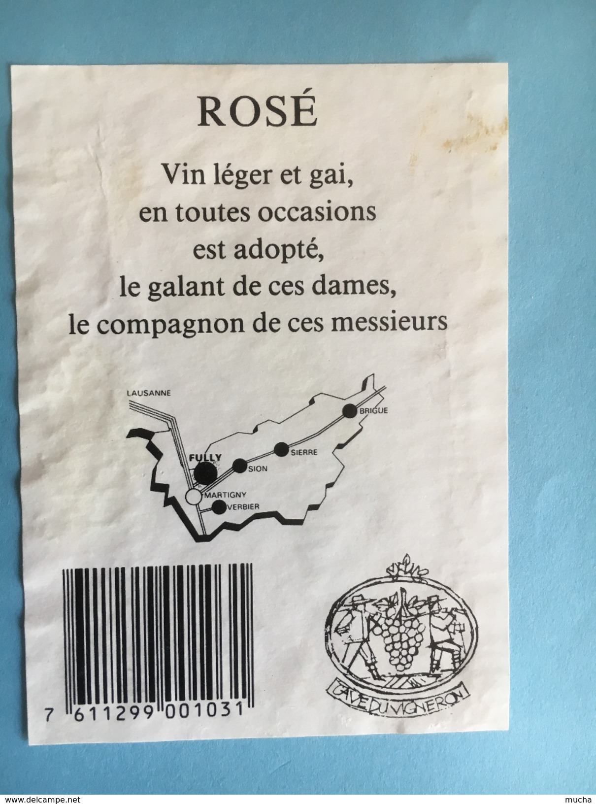 1860 -  Suisse Valais Le Damoiseau Rosé De Fully - Autres & Non Classés