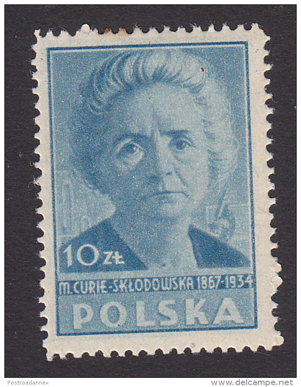 Poland, Scott #410, Mint Hinged, Marie Curie, Issued 1947 - Nuevos